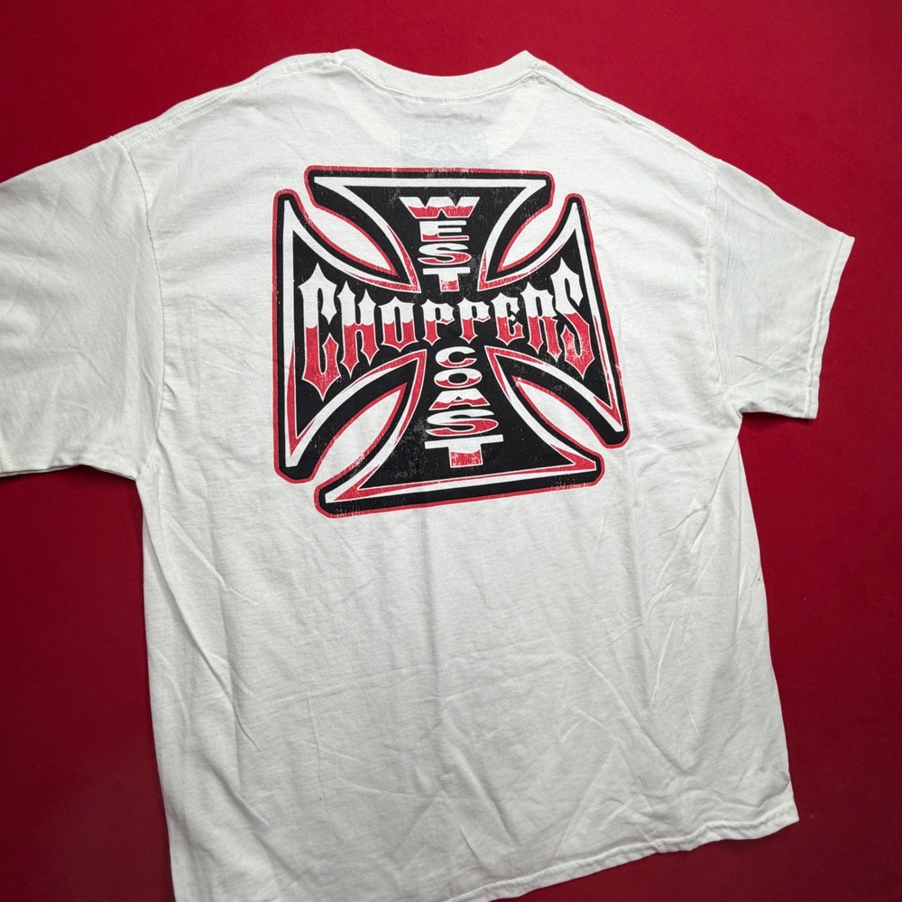 West Coast Choppers Jesse James Iron Cross Graphic T-Shirt White Mens XL